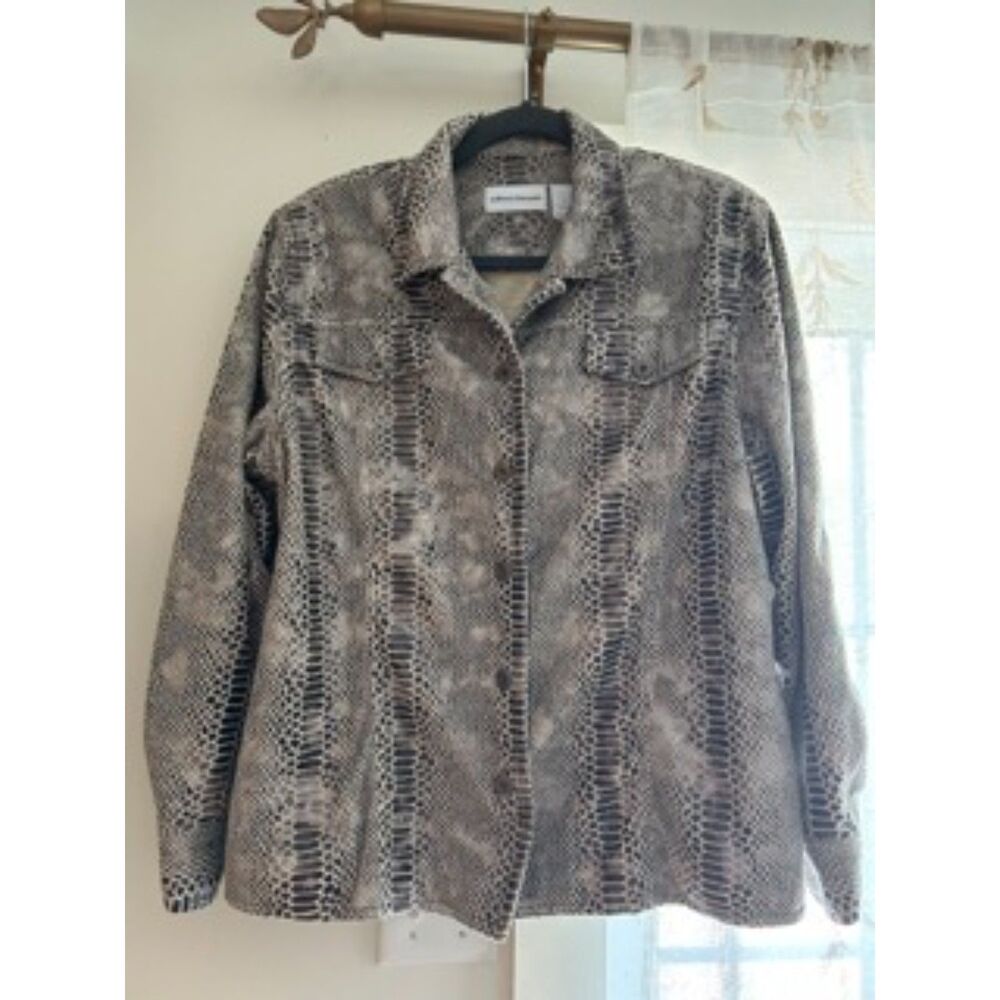 Alfred Dunner Snake Print Button Front Shirt Women’s Large Lightweight Blouse
